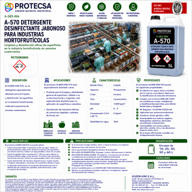 Detergente desinfectante jabonoso Hortifruticula