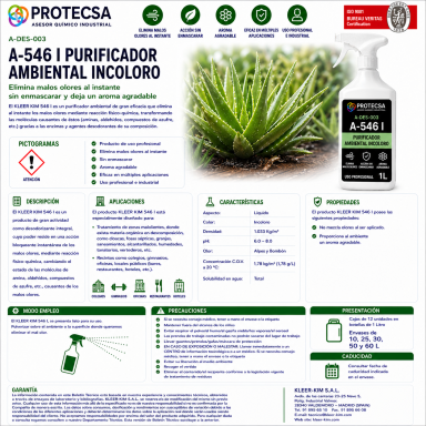 Purificador ambiental incoloro